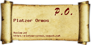 Platzer Ormos névjegykártya